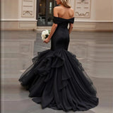 Black Wedding Dress 2026 New Punt Skirt Host Art Exam Graduation Man-Shoulder Woman HZ0517