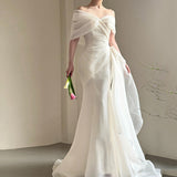 French Light Wedding Dress 2026 New Bridal Senior Sense Of The Super Fairy Shoulder Yarn Tail White Dress HZ0517