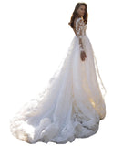 Deep V Bride Wedding Dress Long Tailed High Open Fork Sexy Dresses Dress Wedding Yarn HZ0517