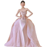 The Theme Of The Studio Wedding Dress Pink Couple With Breasts To Collect Waist Fishtail Butterfly Butterity Sleeveless New Korean Version Of Dress HZ0517