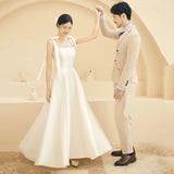 French Light Wedding Dress New Bride Simple Ribbon Go Out Yarn License Engagement Dress Dress HZ0517