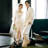 Vintage Light Wedding Dress High-End Design Sense French Hepburn Style Yarn Simple Vertebry Temperament Brat White Dress HZ0517