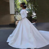 The Main Wedding Dress 2026 New Drag-Tailed Bridal Temperament Simple Slim Thin And Coarse Arm Wedding Dress HZ0517