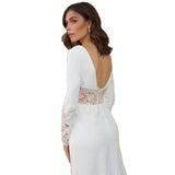 Wedding Dress 2026 New V-Neck Long Sleeve Advanced Texture Simple Temperament Bride's Lint-Light Outdoor HZ0517