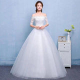 Bride Wedding Dress 2026 New Lace Word Shoulder Scrapped Simple Temperament Bride Spring Thin Korean Wedding Dress HZ0517