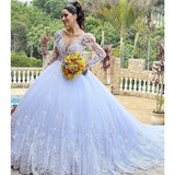 White Princess Ball Dress Wedding Dress 2026 Lace Duffet Long Sleeve Wedding Dress Size Bridal Dress HZ0517
