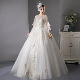 2026 New Wedding Dress A Word Shoulder Thin Bow Trip Princess Ponpong Skirt Go Out Of The Yarn Bubble Sleeve Fairy HZ0517