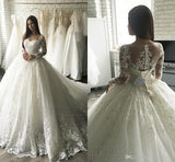 Wedding Dress In The Spring Of 2026 Shoulder Long-Sleeved Wedding Dress Lace Lace Tail Wedding Dress HZ0517