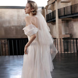 One-Word Shoulder Light Wedding Bridal Bridal Shoot Beautiful Dream Super Fairy Oogen Dress Senjie Tail Welcome Yarn HZ0517