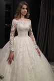 Bride Wedding Dress 2026 Spring New Shoulder Long-Sleeved Lace Wedding Dress HZ0517