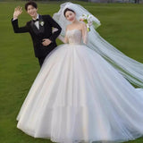 Studio Photo Theme Costume Exterior Lawn Twily Twily Twidth Wedding Dress Sensing Bra Photography Couple Twisping Yarn Dress HZ0517