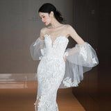 French Lace White Light Wedding Dress 2025 New Fish Tail Light Dinner Engagement High Sense HZ0517