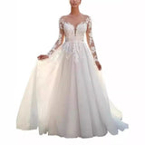 Long-Sleeved Light Wedding Dress 2026 New Bridal Simple Super Fairy Dream Hepburn Bare Back Shot Small Drag Tail Thin HZ0517