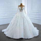Long-Sleeved Classic Wedding Dress 2026 New Bride Wedding Yarn Spring Temperament Tailing Ceremony Dress HZ0517