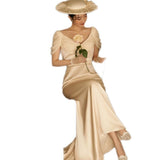 French Light Wedding Dress A Word Of White Retro Simple Thin Fishtail Travel To The Door To Receive The Welcome Yarn Dress HZ0517