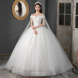 Main Wedding Dress 2025 New Word Shoulder Dream Sleeve Lace Bride Qidisen Large Size F93 HZ0517