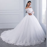 Wedding Dress 2026 New Simple Lace Sexy Word Shoulder Long Tail Main Wedding Dress Spring HZ0517
