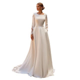 Sing Long-Sleeved Light Wedding Dress 2026 New French Retro Collar Thin Tailed Wedding Wedding Dress Spring And Autumn HZ0517