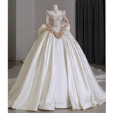 Long-Sleeved Main Wedding Dress 2026 New Bridal French Princess Big Tail Retro Court Style Heavy Industry Senior Sense Yarn HZ0517