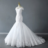 Short-Sleeved Main Wedding Dress 2026 New Bridal Temperament Sexy Small V-Neck Drag-Tailed Wedding Dress Woman HZ0517