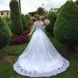 One-Word Shoulder Wedding Dress Woman 2026 New Bridal Princess Drag-Tailed Large-Size Repair Studio Wedding Dress HZ0517