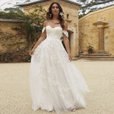 New Summer New Shoulder Brat White Wedding Dress Sexy Atmospheric Fashion Slim Thin Yarn HZ0517