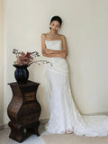 French Retro High-End Feel Lace Fishtails Bridal Bridal Light Wedding Dress Yarn Forest Small Tail Dress HZ0517