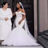 Wedding Fish Tail Ebay 2026 New Shoulder White Lace Mid-Rise Large-Size Wedding Dress HZ0517