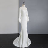 Evening Dress New Shoulder Fishtail Skirt Long Sleeves To Wear Small Tailed Fashion Simple Toasting Lady HZ0517