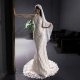 French Light Wedding Dress Bridal Feeling SmallÖÚ Sensian Retro Hanging Neck Yarn Super Fairy Fishtail Lace Dress Dress HZ0517