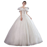Light Main Wedding Dress 2025 New Bridal Champagne Super Fairy Dreamy Temperament Simple Shoulder G31 HZ0517