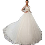 Wedding Dress 2026 New Round-Neck Long-Sleeved Lace Thin French Bridal Hairy Tail Wedding Dress HZ0517