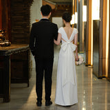 French At Large Princess Light Wedding Dress Go Out Light Luxury Niche Set Of Noodles Hanging Neck Simple License Dress Small HZ0517