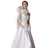 New One-Shoulder Dingy Wedding Dress Simple Fashion Open-Fork Studio Wedding Dress Tug Tail Thin Travel Wedding Dress HZ0517