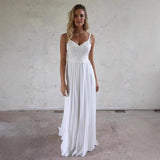 Female V Tie With Beach Wedding Dress Suitable For The Bride's Long A-Word Chiffon Wedding Dress Lace Wedding Dress HZ0517