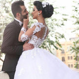 2026 New Long-Sleeved Lace Collar Wedding Dress Ponve Yarn Retro Court Dress HZ0517
