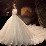 One-Word Shoulder Tail French Main Light Wedding Dress 2026 New Bridal Small Temperament Sen System Super Fairy Dream Simple HZ0517