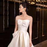 French-Style Lint-Faced Light Wedding Dress 2026 New Bride Simple Breast-Wearing Small Senior Welcome Go Out Yarn White Dress HZ0517