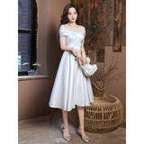 White Small Dress Light Luxury Small Evening Dress Engagement Dress Femininity Banquet Host Dress Usually Wear HZ0517