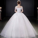 One-Word Shoulder Wedding Dress 2025 New Temperament Bride Wedding Dress Super Xiansen Wedding Dress Thin Word Shoulder Wedding Dress HZ0517