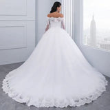 Wedding Dress 2026 New Word Shoulder Long-Sleeved Bride Married Waist Temperament Thin Lace Big Tail HZ0517