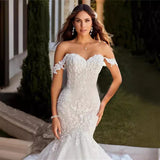 One-Word Shoulder Fishtail Wedding Dress Tug-Tailed Bridal Lawn Wedding Dress 2026 New HZ0517
