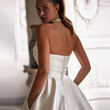 French Court Denstalted Bra Wedding Dress Thin Simple A Tug-Tail Princess Travel Paternal Bridal Bridal Wedding Dress Fairy 0 HZ0517
