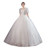 Starry Sky Master Wedding Dress 2025 New Bubble Sleeve Butterfly Bride Dress Super Fairy Temperament Lead French Drag F77 HZ0517