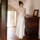 French Dress Sleeveless Long Dress White Fasting Light Wedding Dress Super Fairy Travel Korean Style Yarn Welcome Wedding HZ0517