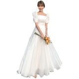 French Light Wedding Dress 2026 New Bridal Maid Mori Simple Temperament Go Out Welcome Yarn Dress Dress Princess Style HZ0517