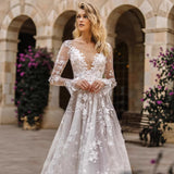 2026 Wedding Dress Sexy Lace Long-Sleeved Dress Evening Dress HZ0517
