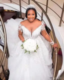 Finely Lied Deluxe Long Sleeve Ball Dress Wedding Dress Crystal Vintage Mermaid Bridal Dress Detachable Dress HZ0517