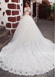 2026 New Shoulder Fashion Sexy Thin Lace Wedding Dress Tailed Large Wedding Dress Spring HZ0517