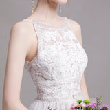 2026 New Word Shoulder French Hanging Neck Light Wedding Dress Mori Version Of The Korean Version Of The Lace Out Of The Light Dress Woman HZ0517